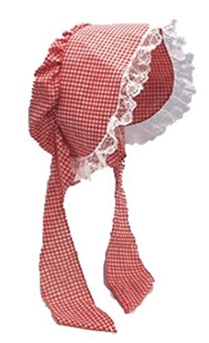 Pioneer Bonnet - Hat - Gingham - Red/White - Costume Accessory - Adult Teen