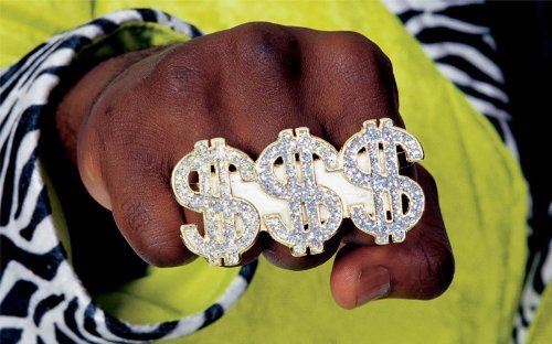 Triple Dollar Sign Ring - Pimp - Rapper - Costume Accessory - Adult Teen