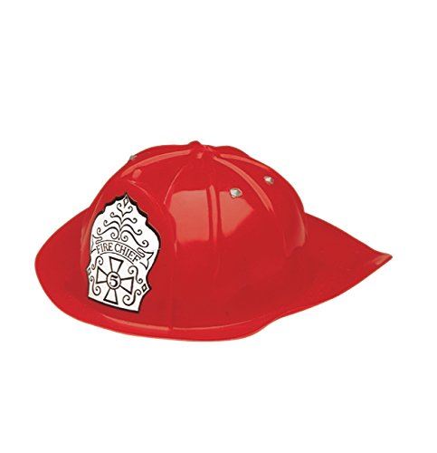 Fire Chief Hat - Fire Fighter - Red Plastic - Costume Accessory - Child Size