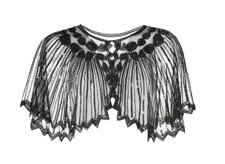 Flapper-Capelet – transparent – ​​1920er Jahre – Kostümzubehör – Erwachsene und Teenager – Einheitsgröße