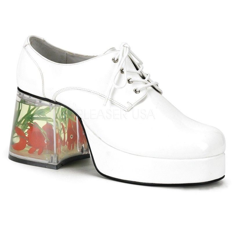Pimp Fish Shoes - White - Disco - 1970's - Men - 4 Sizes