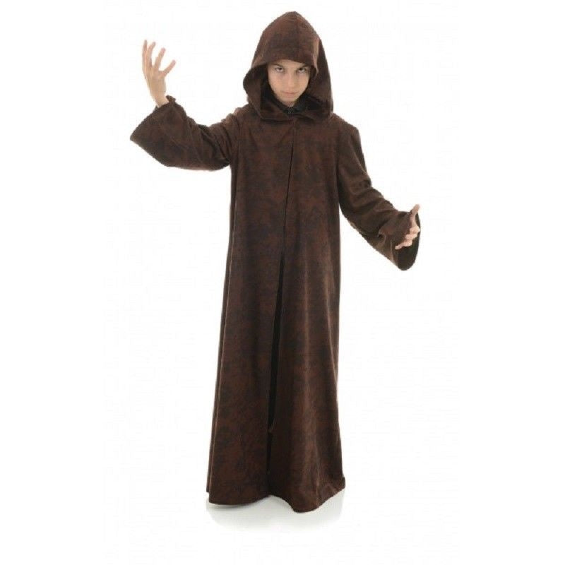 Capa con capucha marrón - Monje Jedi Mago - Niño unisex - Grande 12-14