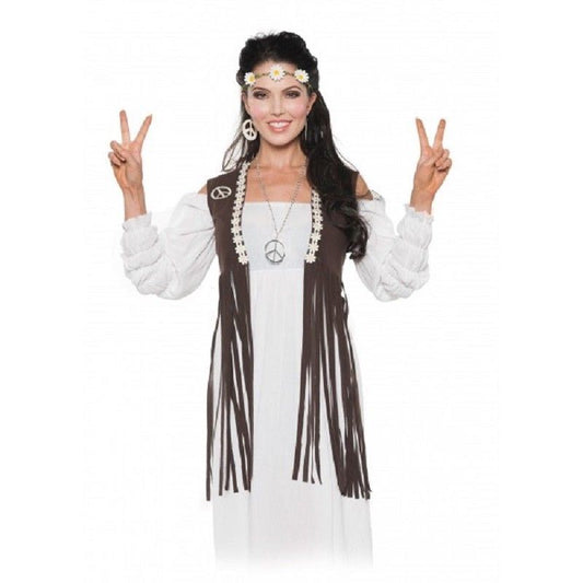 Hippie Vest - Fringe - Woodstock - Brown - Costume Accessory - Adult