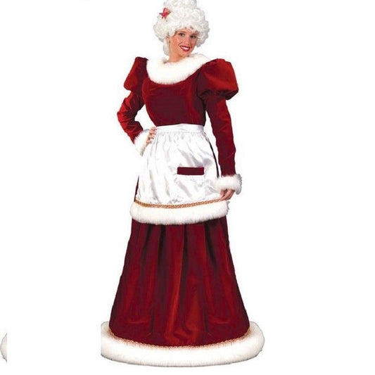 Mrs Santa Claus - Traditional Velvet Costume - Christmas - Adult - Small/Medium