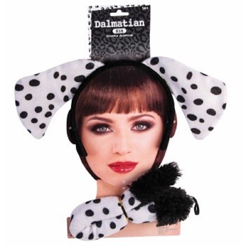Dalmatian Ear & Tail Set - White/Black - Costume Accessories - Adult Teen