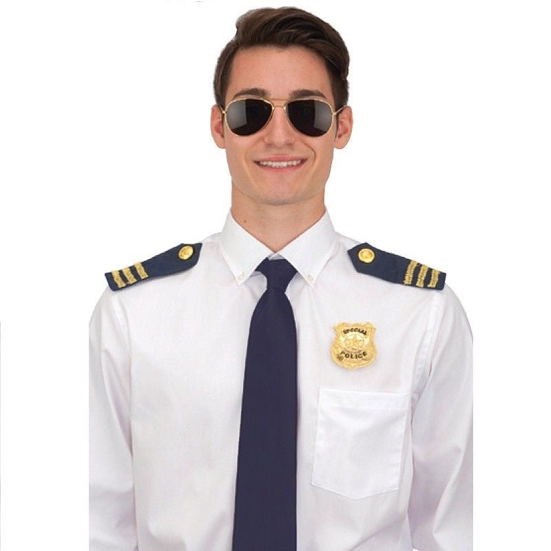 Police Officer Costume Accessory Kit - Epaulets, Sunglasses Badge - Adult Teen