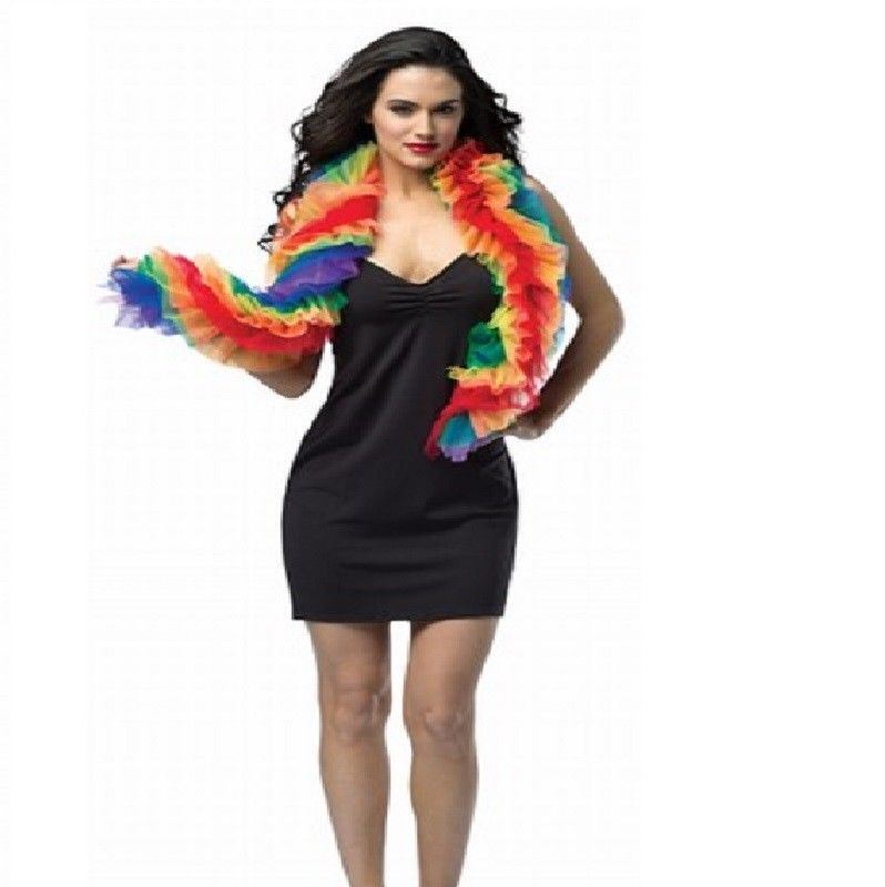 Rainbow Fabric Boa - Feather Free - Pride 20's 80's - Costume Accessory