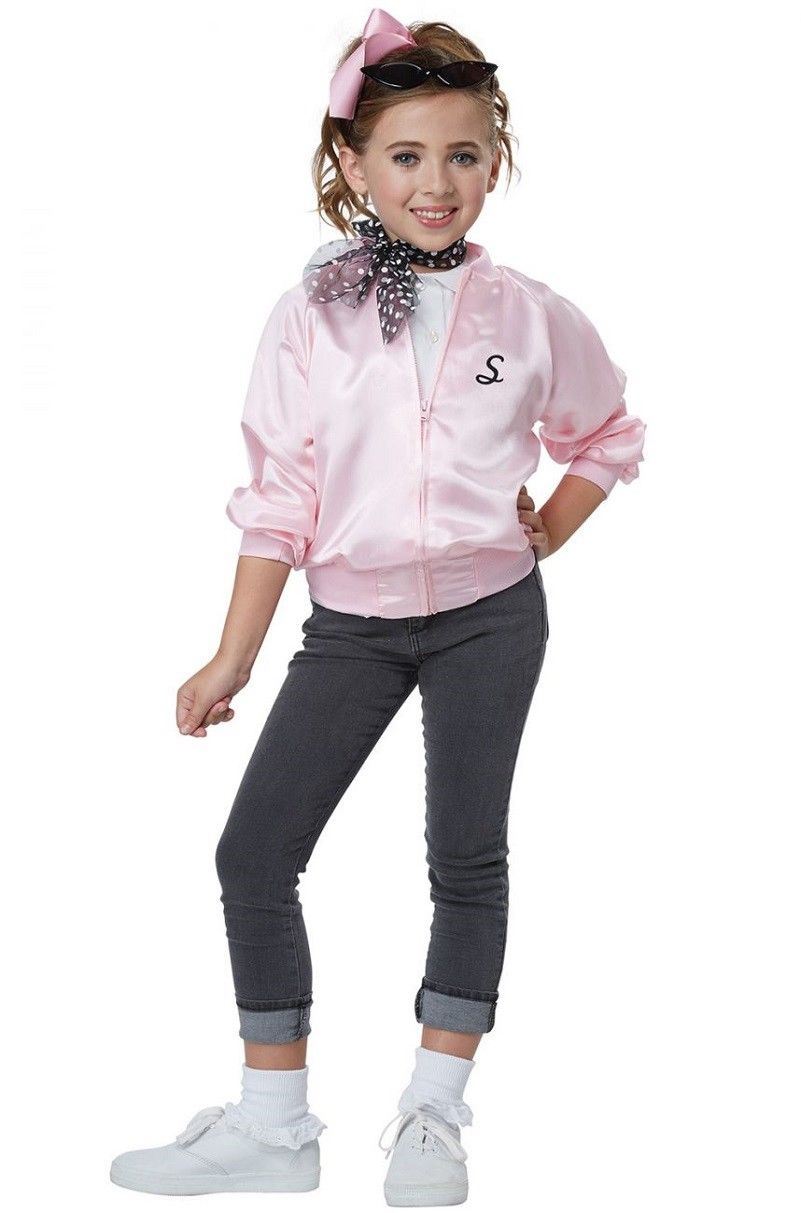 Satin Varsity Jacket - 50's - Pink Ladies - Costume - Child - Medium 8-10