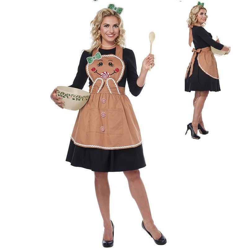 Gingerbread Apron - Christmas - Elf - Mrs Claus - Costume Accessory - Adult Teen