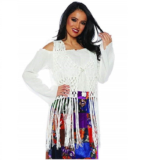 Hippie Vest - Fringe - Woodstock - White - Costume Accessory - Adult