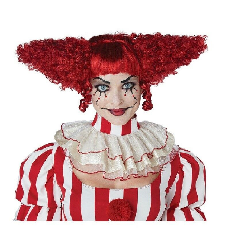 Creepy Red Clown Wig - Curly - IT - Costume Accessory - Adult Teen
