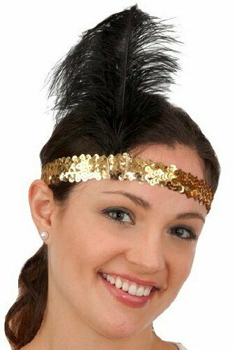 Flapper Headband - Black - Feather - 20' s - Costume Accessory - Adult Teen