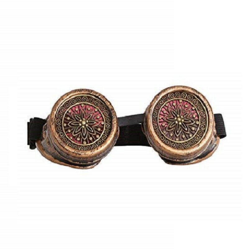 Steampunk-Brille – rote Gläser – Viktorianisch – Kostümzubehör – Erwachsene