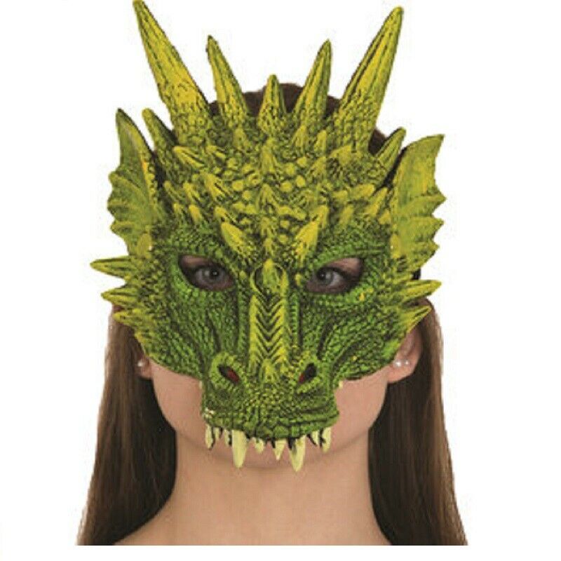 Dragon Half Mask - Soft Latex Rubber - Green - Costume Accessory - Adult Teen