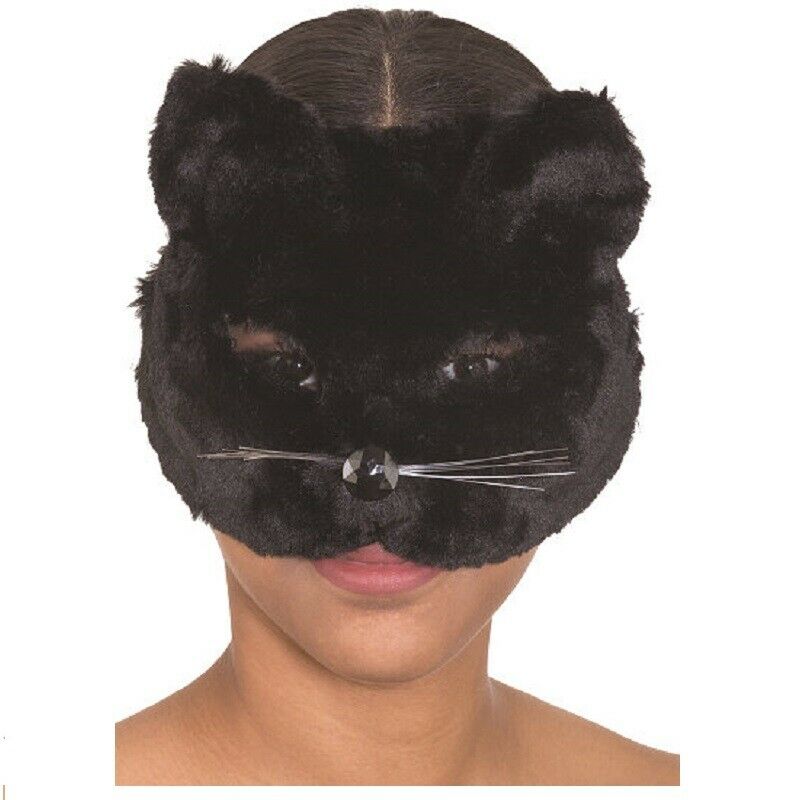 Cat Mask - Black - Plush - Deluxe Costume Accessory - Adult Teen