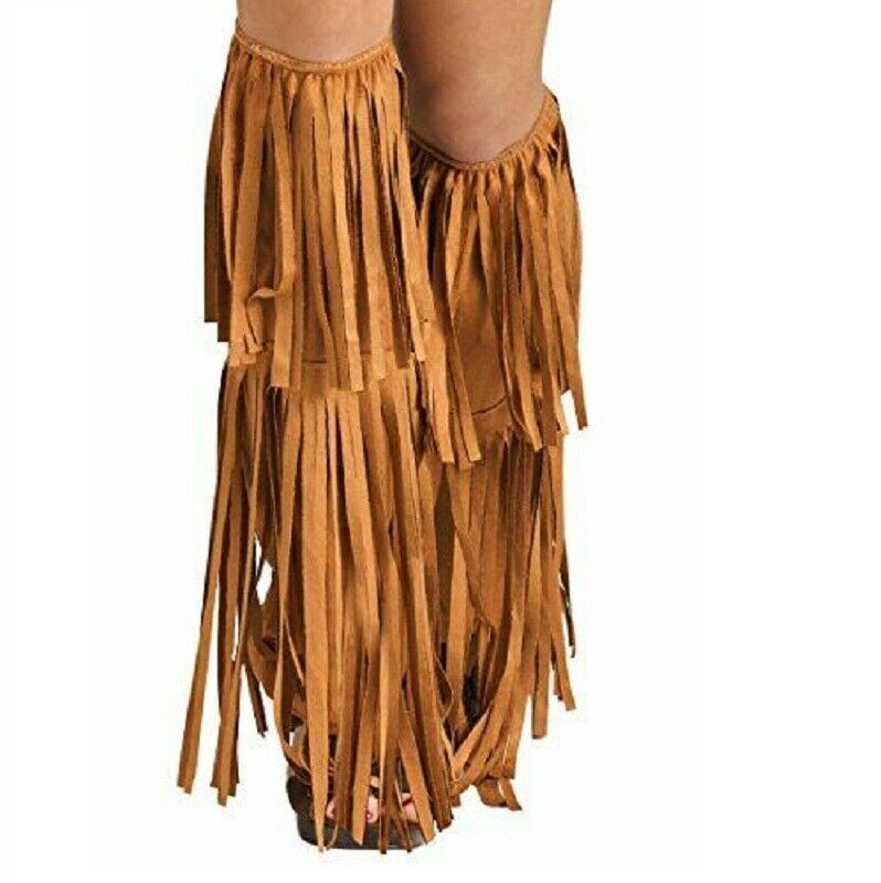 Hippie Fringe Boot Covers - Faux Suede - Costume Accessories - Adult Teen Child