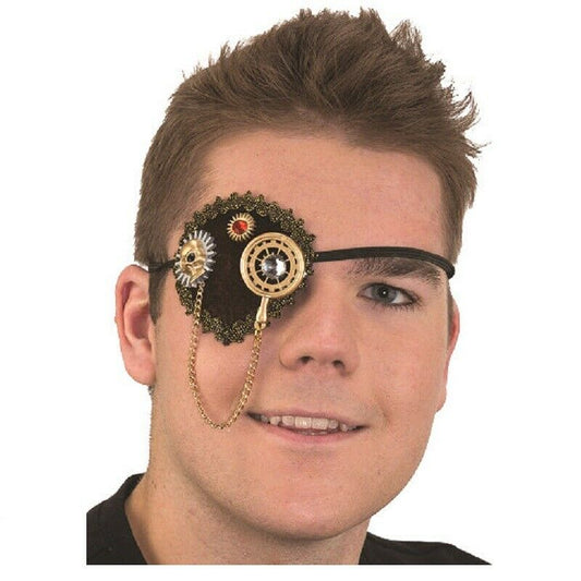 Eye Patch - Steampunk Pirate - Black/Gold - Costume Accessory - Teen Adult