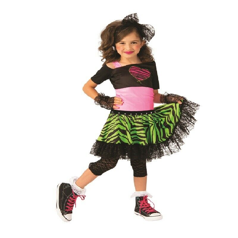 Material Girl - 80's - Black/Neon - Costume - Child Large 12-14