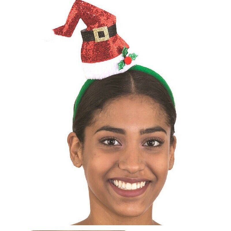 Santa/Elf Mini Hat - Red Sparkle - Christmas - Costume Accessory - Adult Teen