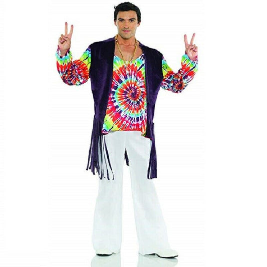 Hippie Tie Dye Shirt & Vest - 60's 70's - Costume - Adult Standard