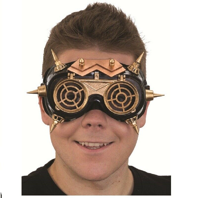Steampunk Goggles - Spikes - Victorian - Gold-Tone - Costume Accessory