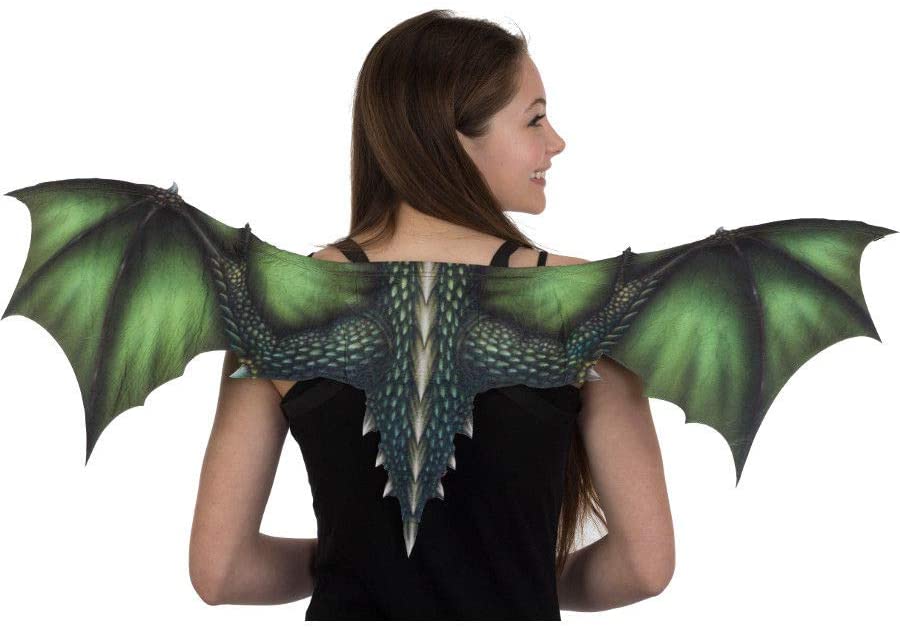 Dragon Mask & Wings Set - Green - Sublimated - Costume Accessory - Teen Adult