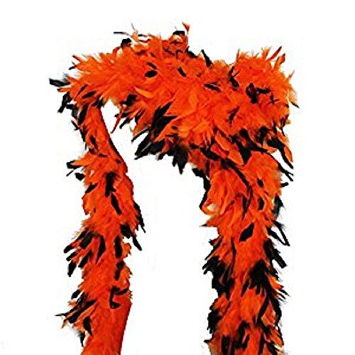 Boa - Orange mit schwarzen Spitzen - 20er 80er - DIY - Spirit Day - Kostümzubehör