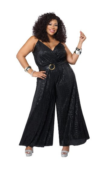 Let's Dance Disco Jumpsuit - Black - Costume - Adult - Plus - 2 Sizes