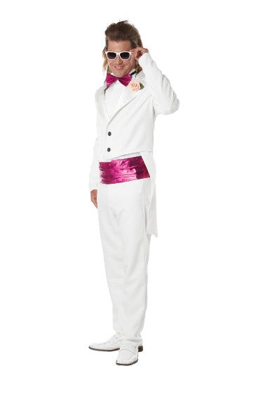 80's Prom Date - White Tux - Turquoise/Fuchsia - Costume - Men - 2 Sizes