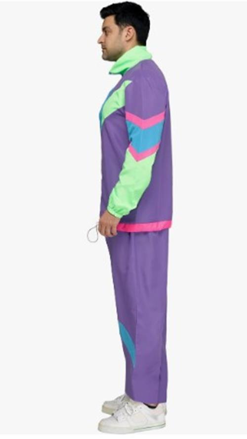 80's Windbreaker Track Suit - Purple/Neon Costume - Adult - Men's Standard