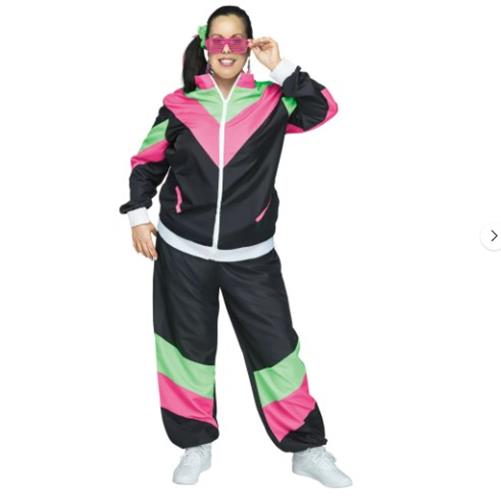 80's Neon Windbreaker Track Suit - Costume - Adult - Plus - 2 Sizes