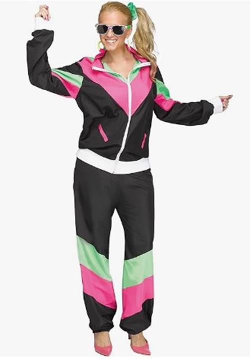 80's Neon Windbreaker Track Suit - Costume - Adult - 2 Sizes