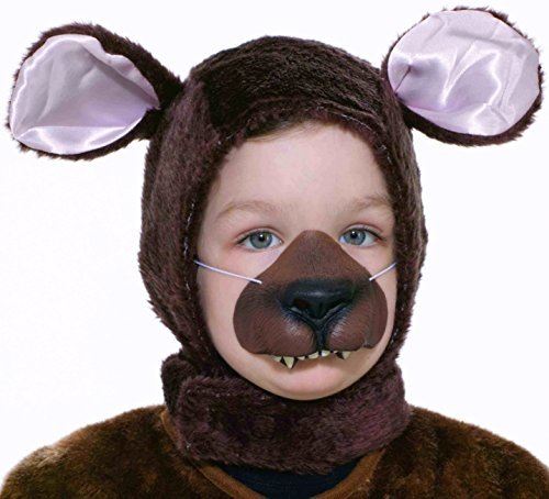 Conjunto de máscara de nariz y capucha de oso - Marrón - Accesorio para disfraz - Talla infantil