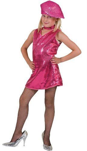 Vestido de lentejuelas disco - Rosa intenso - Años 70 - Disfraz - Niño - Grande 12-14