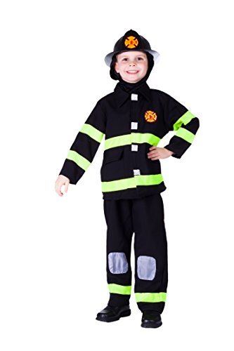 Fire Fighter - Black/Yellow - Costume - Child - Medium 8-10