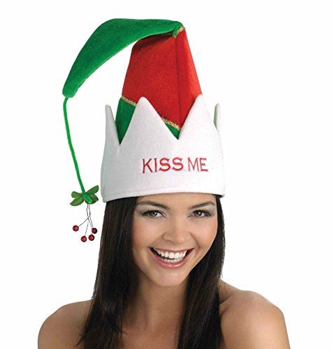 Elf Kiss Me Hat - Christmas - Santa - Costume Accessory - Adult