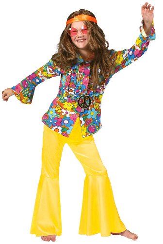 Pantalones Disco/Hippie - Amarillo - Disfraz - Niño Grande - 12-14