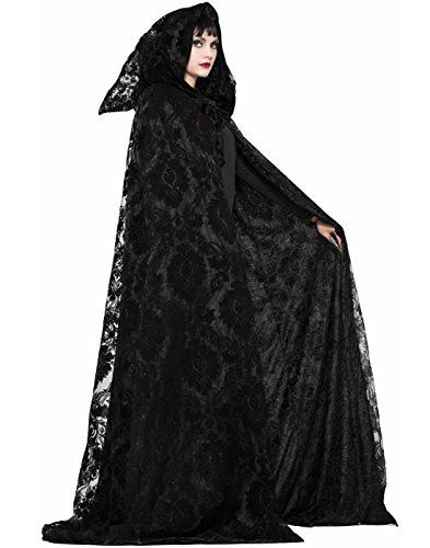 Witch/Wizard Midnight Cloak - Lace - Black - Costume Accessory - Adult