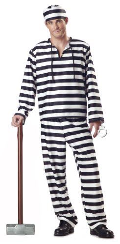 Jailbird - Prisoner - Striped Black/White - Costume - Adult 2 Sizes