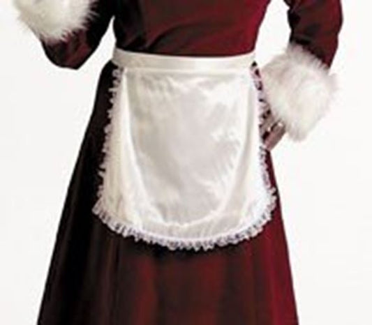 Halco Satin Mrs. Claus Schürze 7050 Spitzenbesatz Taillenband Kostüm 17" Länge Rüschen