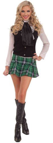 School Girl Mini Skirt Kilt - Green Plaid - Costume - Adult Teen