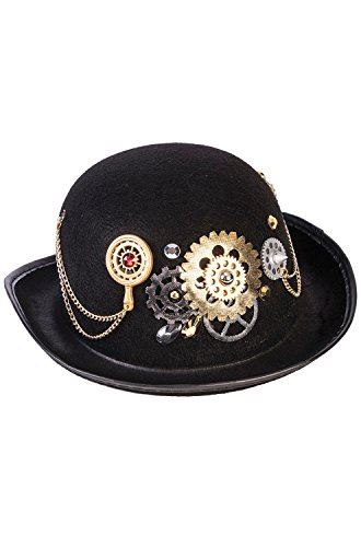 Steampunk Derby Bowler Hat - Black - Costume Accessory - Adult