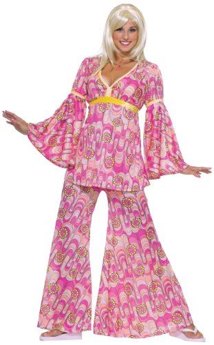 Flower Power Hippie Costume - 1960's -1970's - Pink - Adult Standard