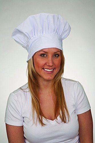 Gorro de Chef - Espalda Elástica - Blanco - Accesorio de Disfraz - Adulto Adolescente