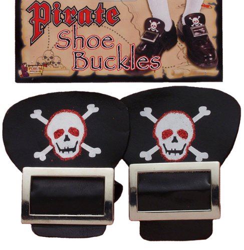 Shoe Buckles - Pirate - Black - Glitter-Trimmed - Costume Accessory