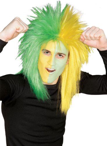 Sports Fan Wig - Green/Yellow - St. Patrick's - Sports - Costume Accessory