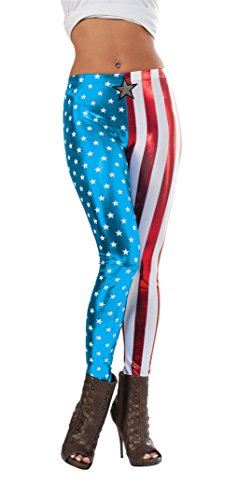 Rubie's Women's Marvel Universe American Dream Adult Metallic Leggings, Multi, O