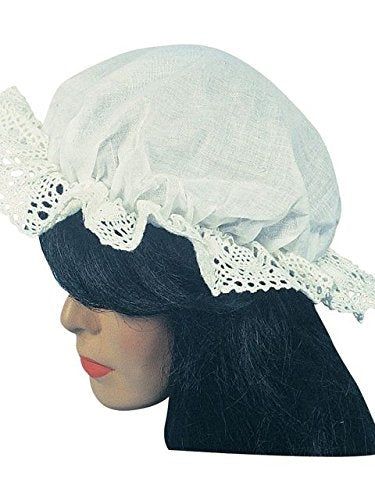 Mop Cap - Mrs Santa - Christmas - Colonial - White - Costume Cosplay Accessory