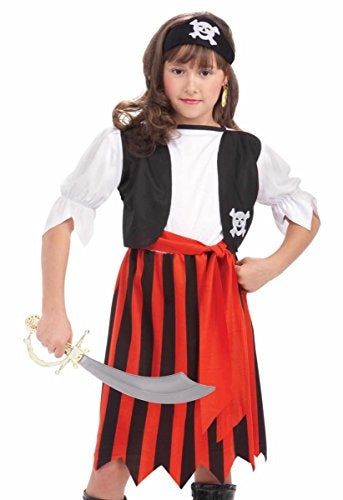 Piratenmädchen - Rot/Schwarz/Weiß - Kostüm - Mädchen - Klein 4-6