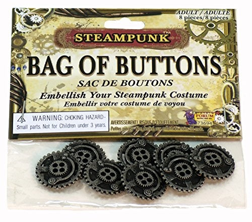 Bag of Gear Buttons - Steampunk - 8-Piece - Costume Accessories